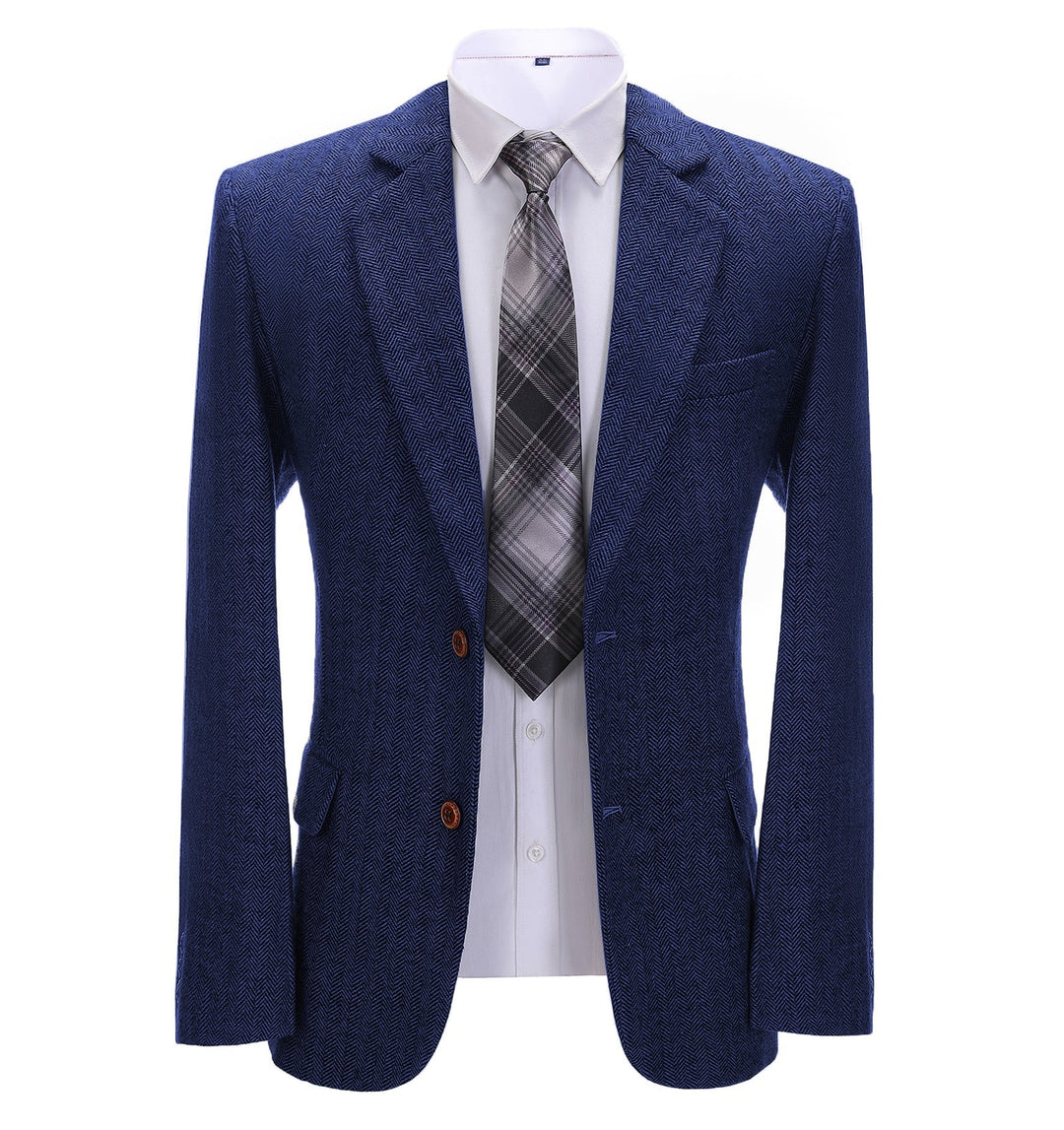 Formal Men's Herringbone Notch Lapel Blazer Business Jacket mens event wear
