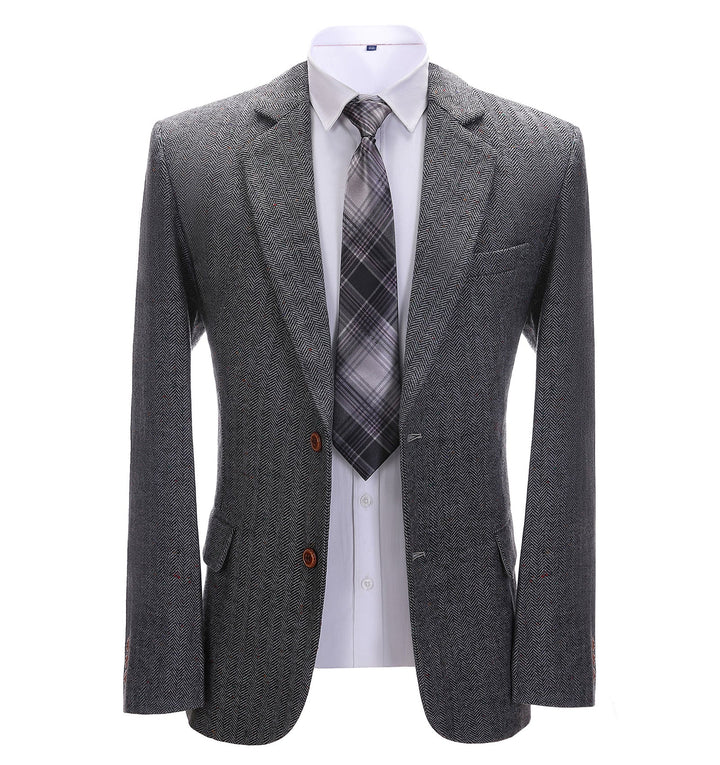 Formal Men's Herringbone Notch Lapel Blazer Business Jacket mens event wear