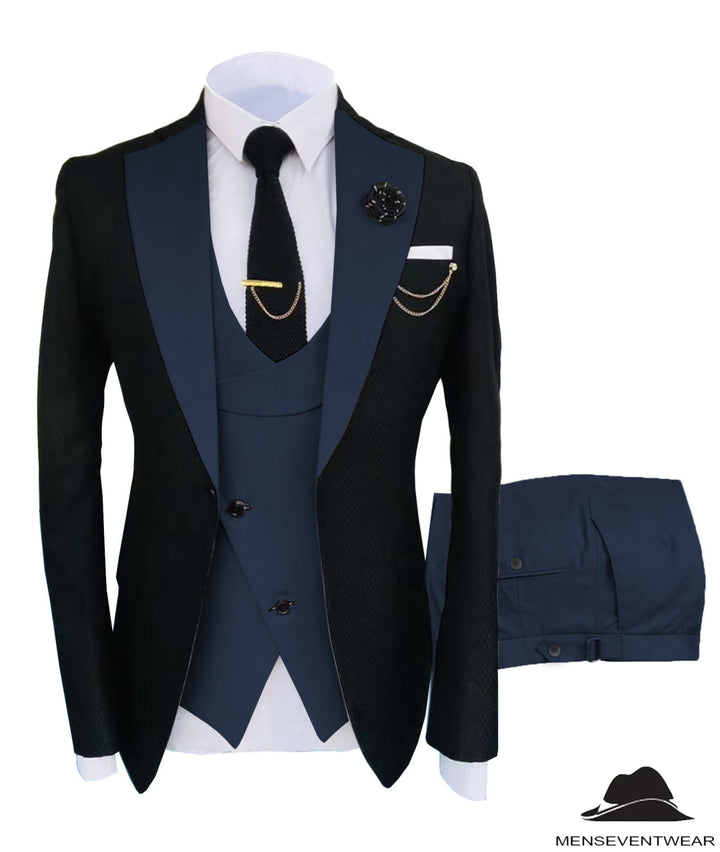 Formal Men's Suits Slim Fit 3 Pieces Notch Lapel Tuxedos (Blazer+Vest+Pant) Adam Reed