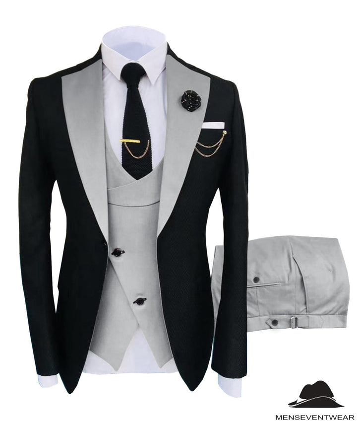Formal Men's Suits Slim Fit 3 Pieces Notch Lapel Tuxedos (Blazer+Vest+Pant) Adam Reed