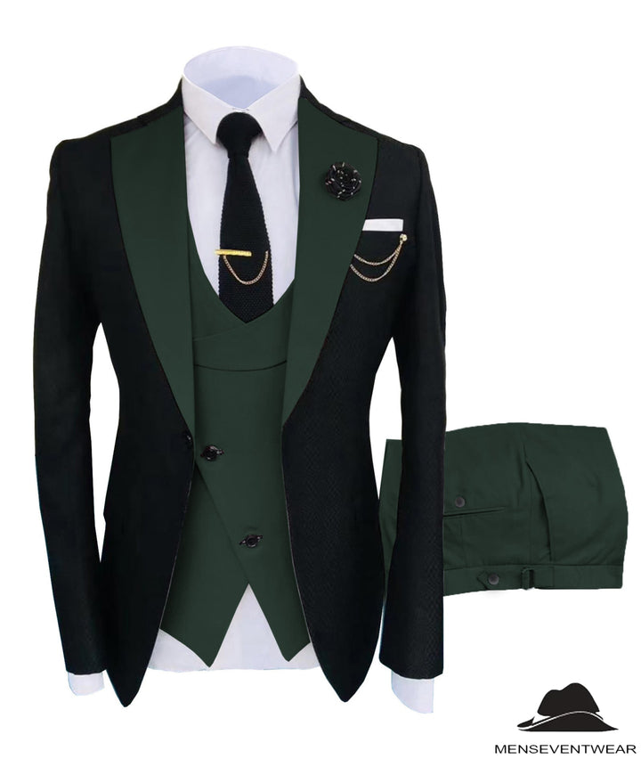 Formal Men's Suits Slim Fit 3 Pieces Notch Lapel Tuxedos (Blazer+Vest+Pant) Adam Reed