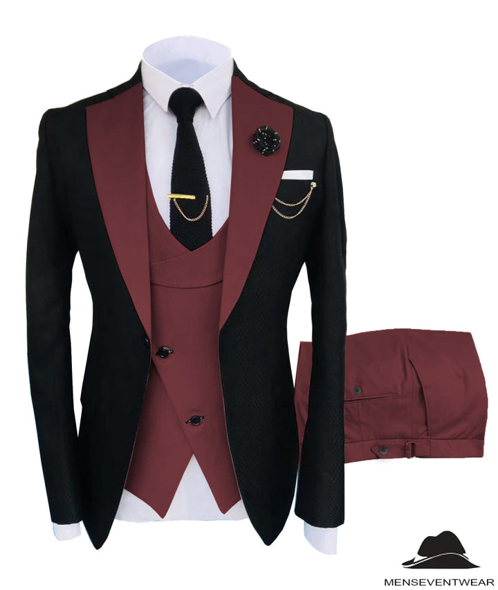 Formal Men's Suits Slim Fit 3 Pieces Notch Lapel Tuxedos (Blazer+Vest+Pant) Adam Reed