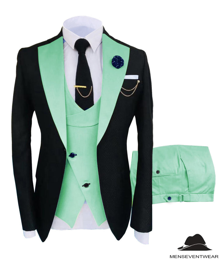 Formal Men's Suits Slim Fit 3 Pieces Notch Lapel Tuxedos (Blazer+Vest+Pant) Adam Reed