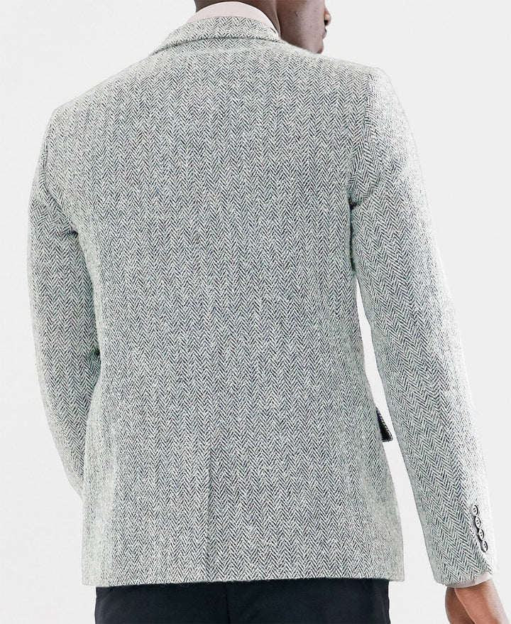 Formal Men's Wool Herringbone Notch Lapel Blazer mens event wear