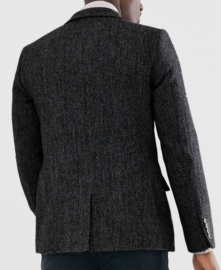 Formal Men's Wool Herringbone Notch Lapel Blazer mens event wear