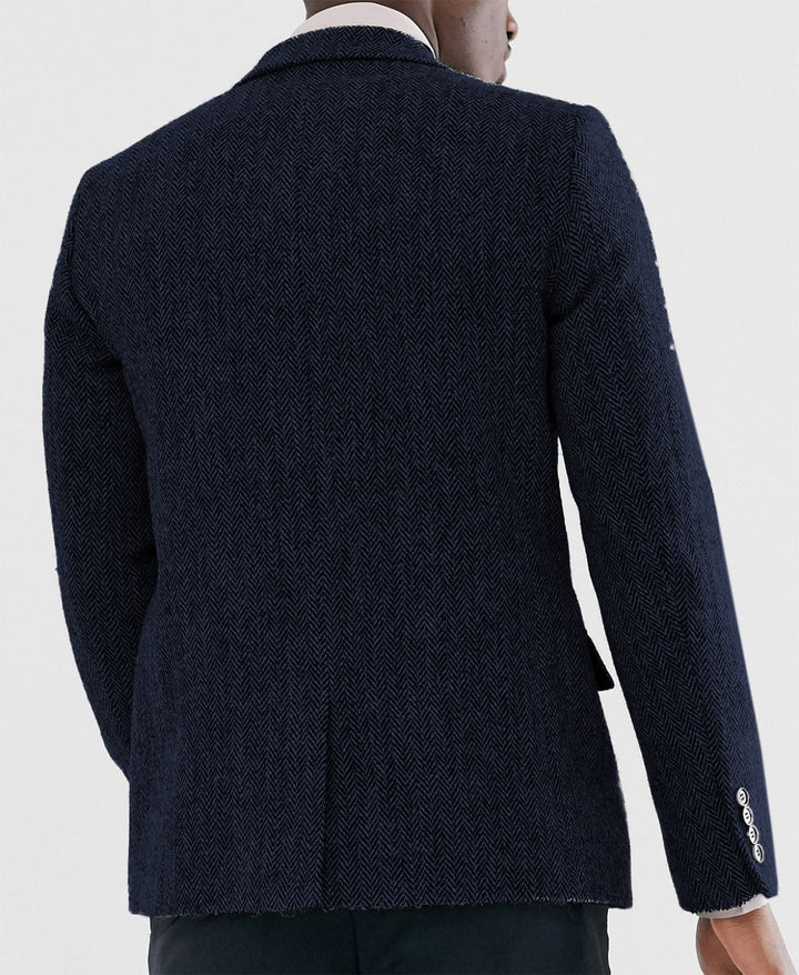 Formal Men's Wool Herringbone Notch Lapel Blazer mens event wear