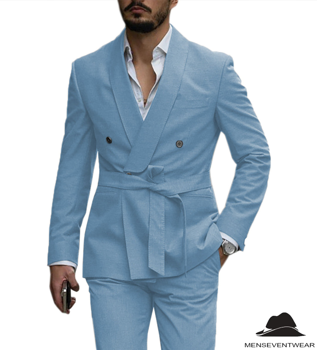 Leisure Mens Suit Double Breasts Shawl Lapel 2 Pieces (Blazer+Pants) mens event wear