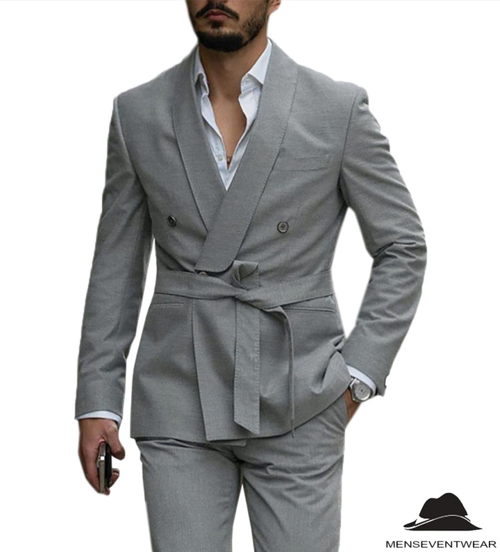Leisure Mens Suit Double Breasts Shawl Lapel 2 Pieces (Blazer+Pants) mens event wear