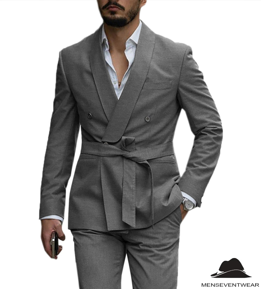 Leisure Mens Suit Double Breasts Shawl Lapel 2 Pieces (Blazer+Pants) mens event wear