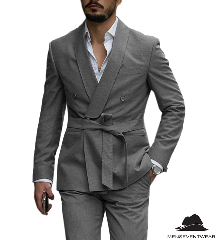 Leisure Mens Suit Double Breasts Shawl Lapel 2 Pieces (Blazer+Pants) mens event wear