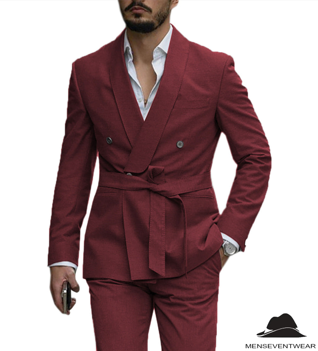 Leisure Mens Suit Double Breasts Shawl Lapel 2 Pieces (Blazer+Pants) mens event wear
