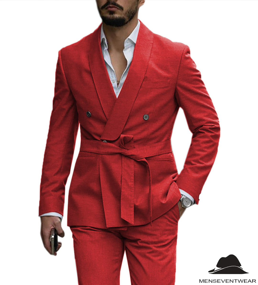 Leisure Mens Suit Double Breasts Shawl Lapel 2 Pieces (Blazer+Pants) mens event wear