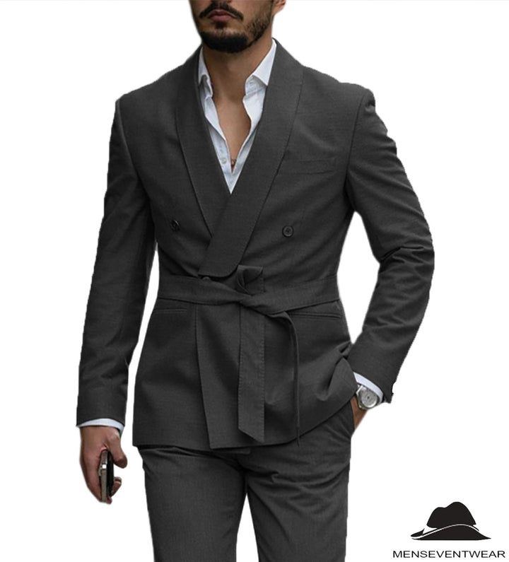 Leisure Mens Suit Double Breasts Shawl Lapel 2 Pieces (Blazer+Pants) mens event wear