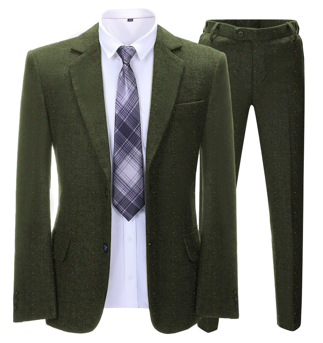 Men's Business 2 Pieces Formal Herringbone Notch Lapel Tuxedos for Wedding (Blazer+Pants) mens event wear