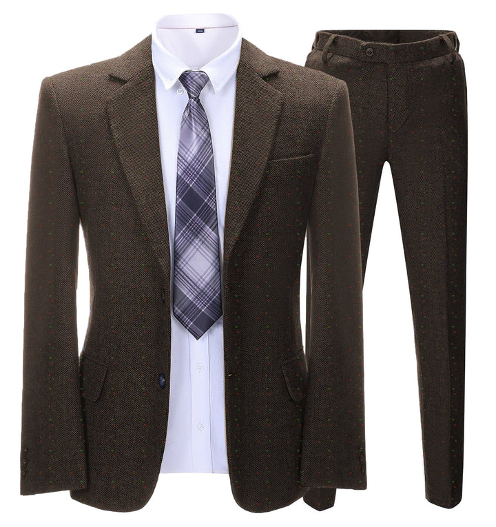 Men's Business 2 Pieces Formal Herringbone Notch Lapel Tuxedos for Wedding (Blazer+Pants) mens event wear