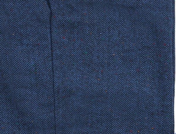 Men's Business 3 Pieces Formal  Royal Blue Herringbone Tweed Notch Lapel Suit (Blazer+vest+Pants) menseventwear