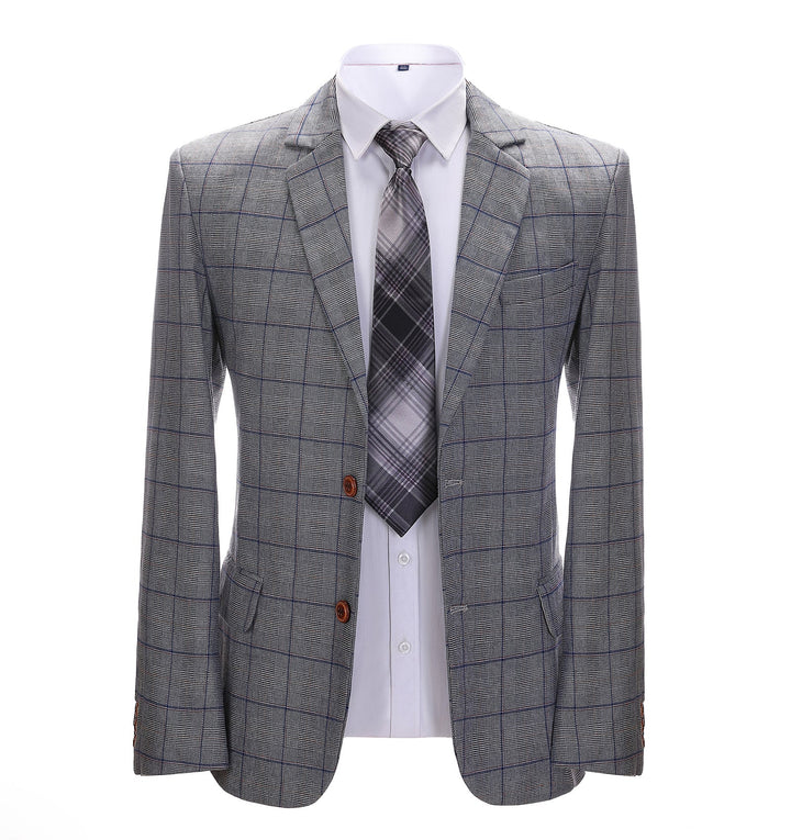 Men's Formal Grey Plaid Notch Lapel Blazer Business Tweed Jacket mens event wear