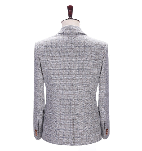 Men's Formal White Houndstooth Notch Lapel Blazer mens event wear