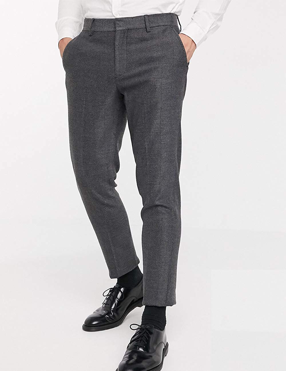 Vintage Classical 3 Pieces Mens Suit Herringbone Tweed Notch Lapel Tuxedos (Blazer+vest+Pants) mens event wear