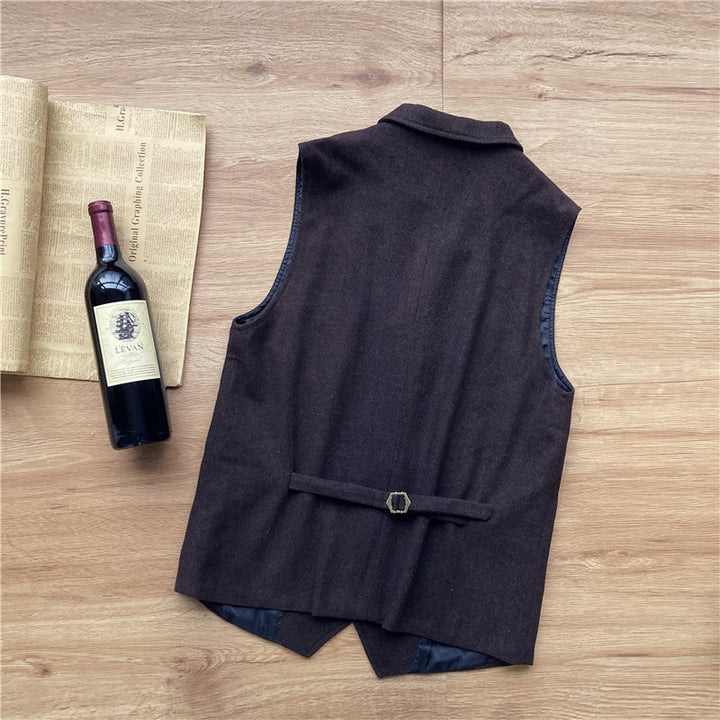 Vintage Classical Men's Retro Tweed Herringbone Notch Lapel Waistcoat mens event wear