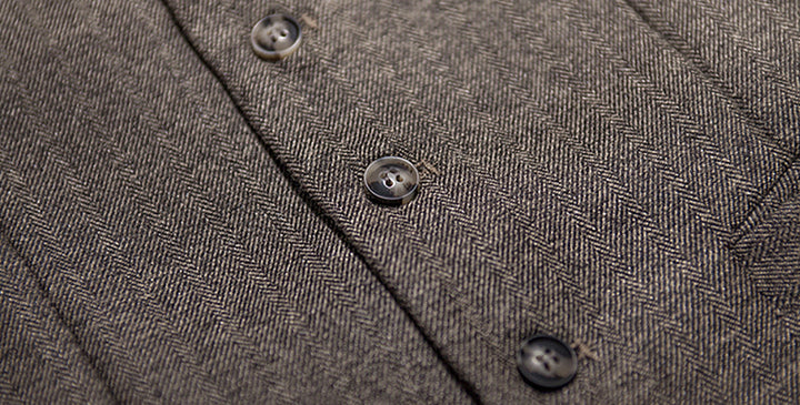 Vintage Classical Mens Slim Fit Tweed Herringbone V Neck Waistcoat mens event wear