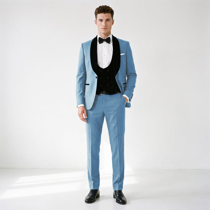 Menseventwear Formal 3 Pieces Mens Suit Flat Shawl Lapel Tuxedos (Blazer+vest+Pants)