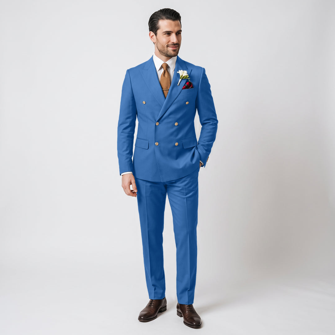 Menseventwear Formal 2 Pieces Mens Suit Flat Peak Lapel Suits For Wedding (Blazer+Pants)