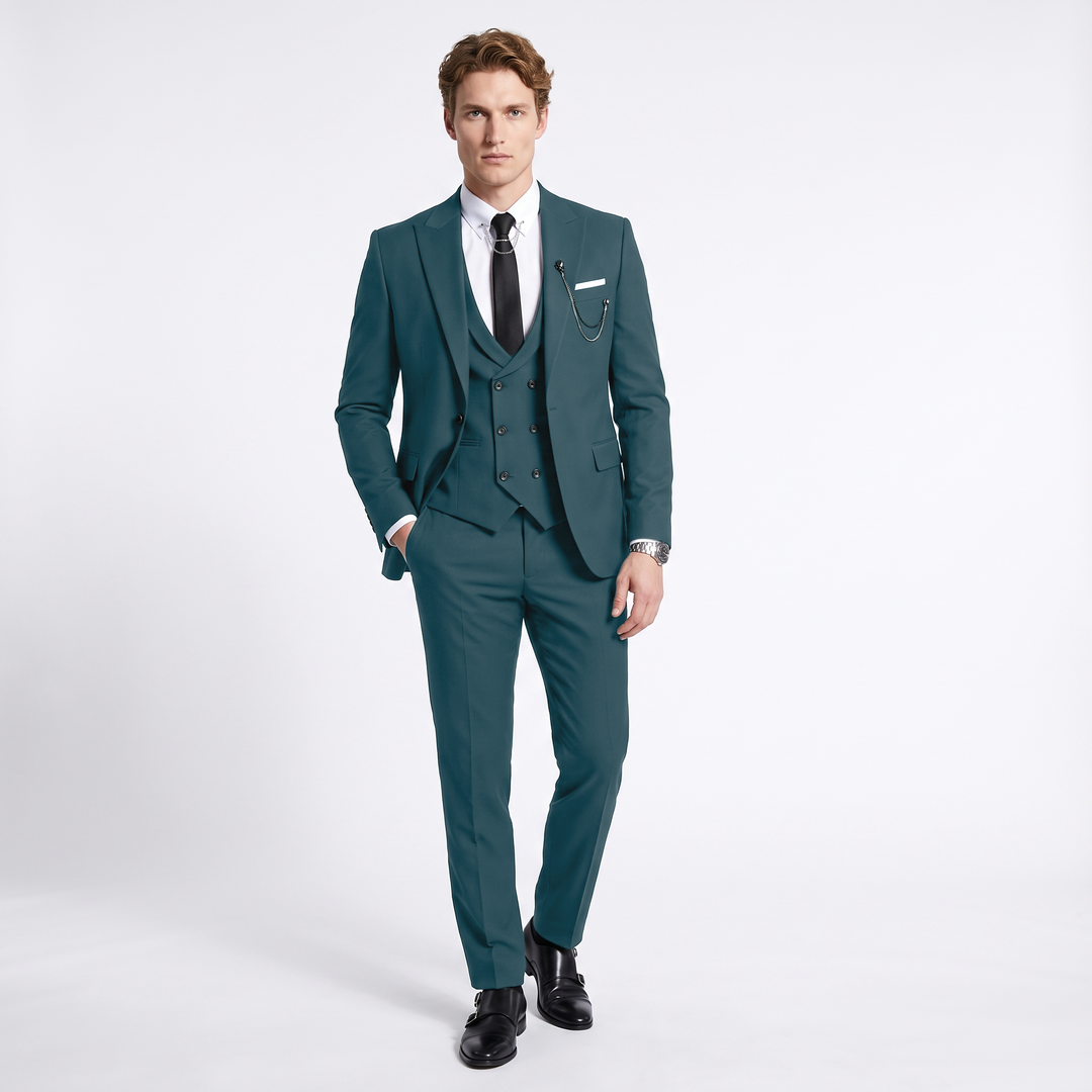 Menseventwear Formal Mens Suit 3 Pieces Peak Lapel Blazer For Wedding (Blazer+vest+Pants)
