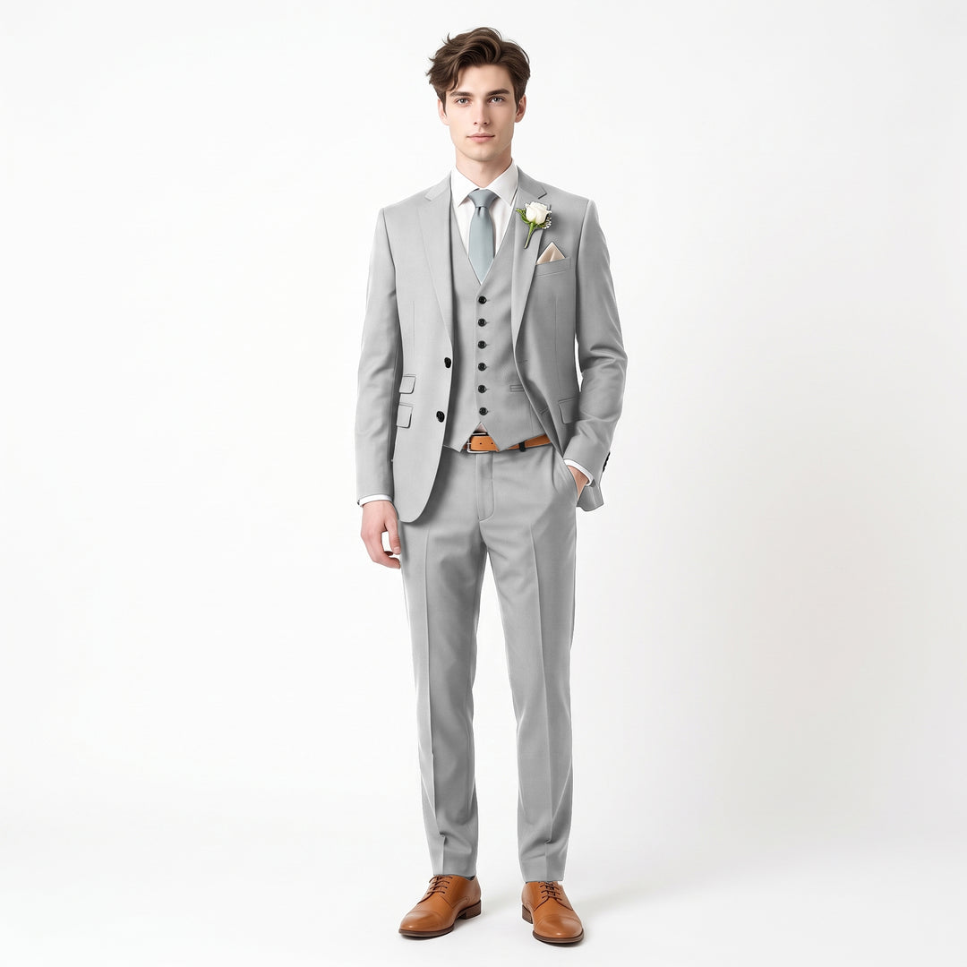 Menseventwear Fashion 3 Pieces Mens Suit Flat Notch Lapel Suits For Wedding (Blazer+vest+Pants)