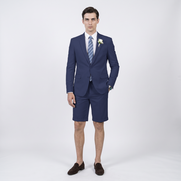 Menseventwear Fashion 2 Pieces Mens Suit Flat Notch Lapel Suits (Blazer+Shorts)