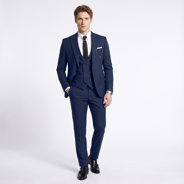 Menseventwear Formal Mens Suit 3 Pieces Peak Lapel Blazer For Wedding (Blazer+vest+Pants)