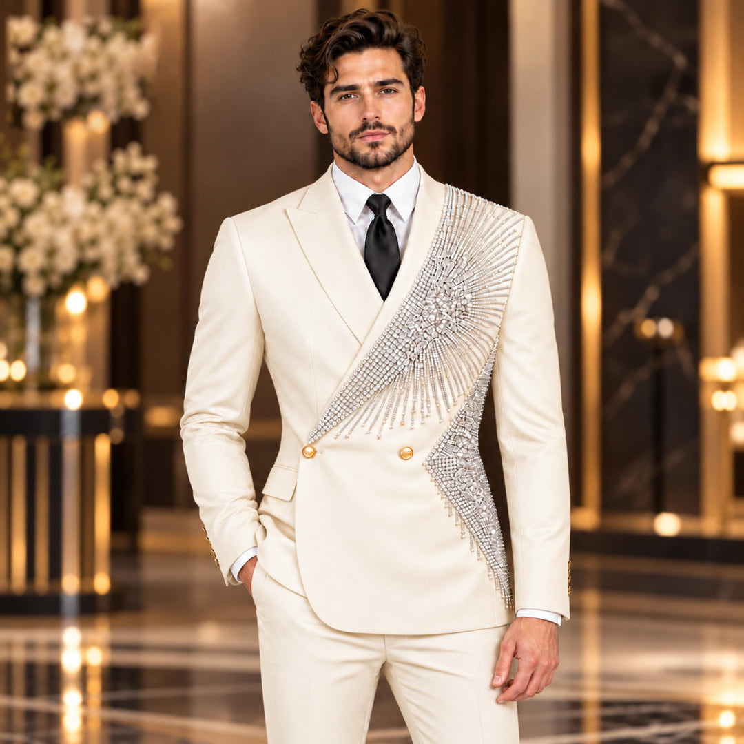 Fashion 2 Pieces Suit In Black Peaked Lapel Diamond For Prom