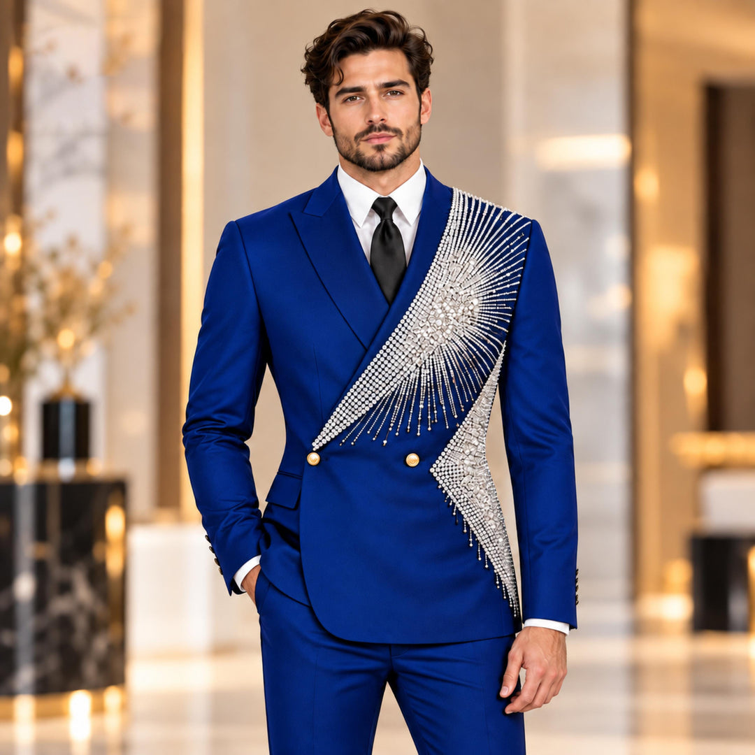Fashion 2 Pieces Suit In Black Peaked Lapel Diamond For Prom