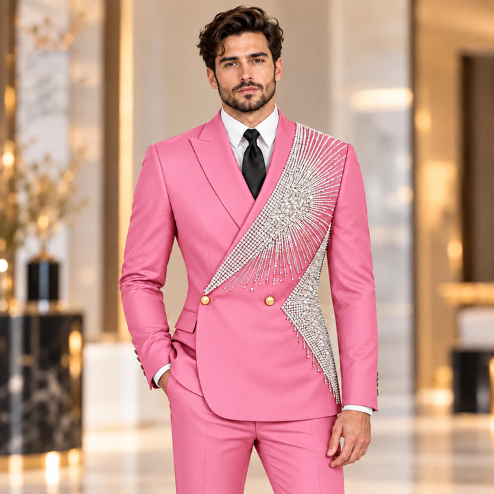 Fashion 2 Pieces Suit In Black Peaked Lapel Diamond For Prom