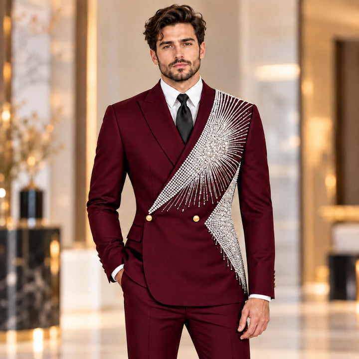 Fashion 2 Pieces Suit In Black Peaked Lapel Diamond For Prom