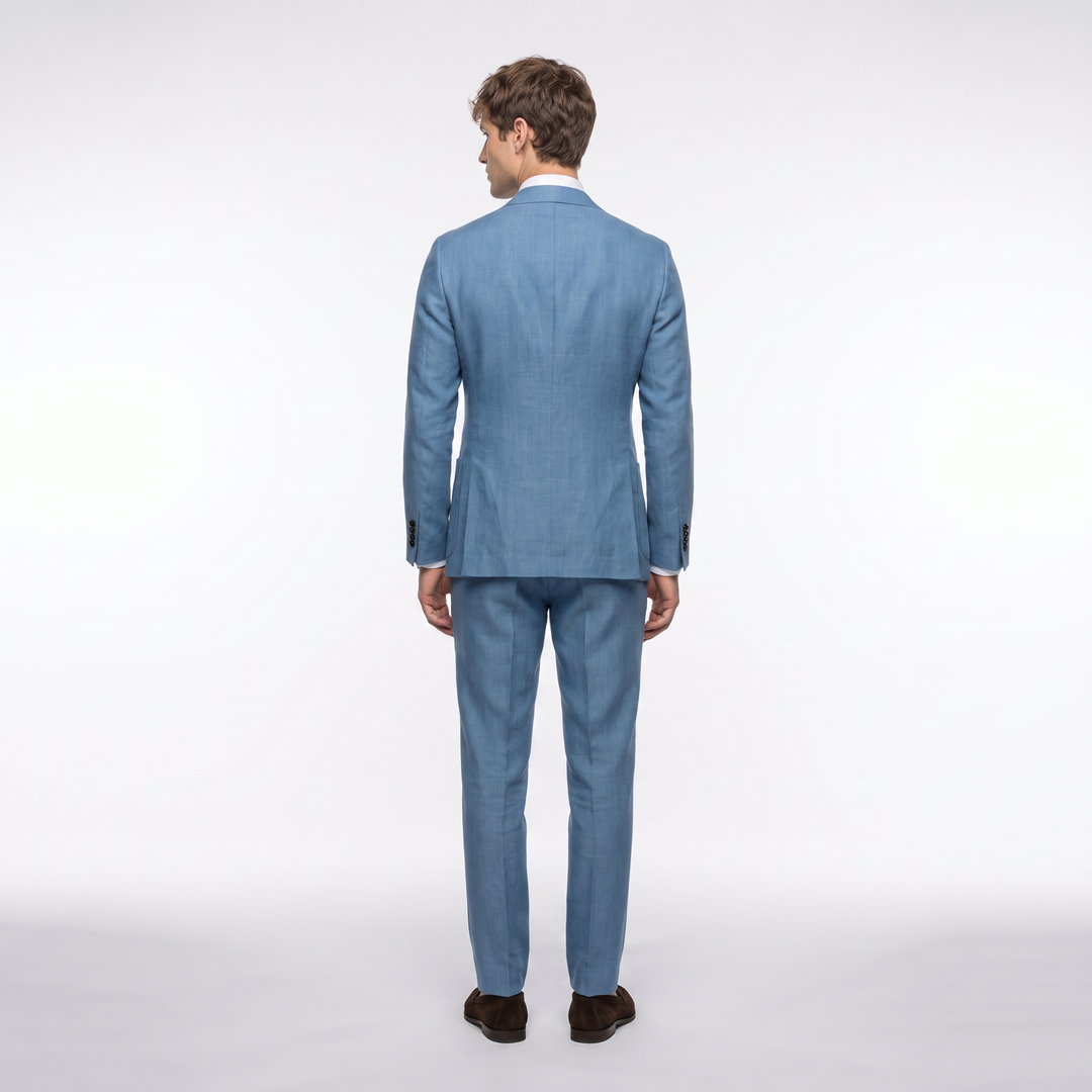 Menseventwear Formal 2 Pieces Mens Suit Flat Linen Notch Lapel Suits (Blazer + Pants)