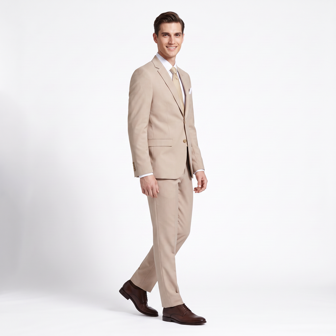 Menseventwear Formal 2 Pieces Mens Suits Flat Notch Lapel Set (Blazer+Pants)