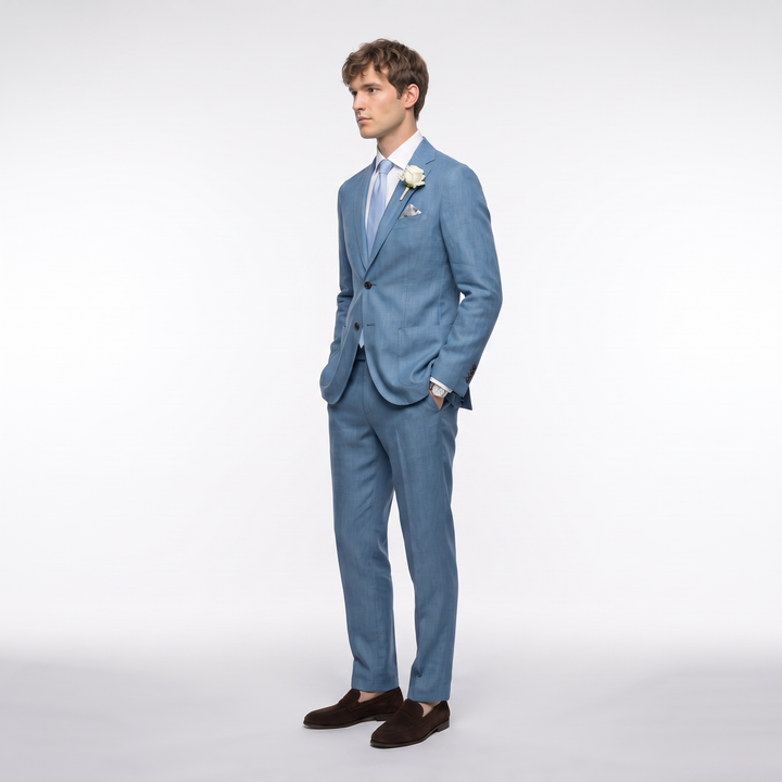 Menseventwear Formal 2 Pieces Mens Suit Flat Linen Notch Lapel Suits (Blazer + Pants)