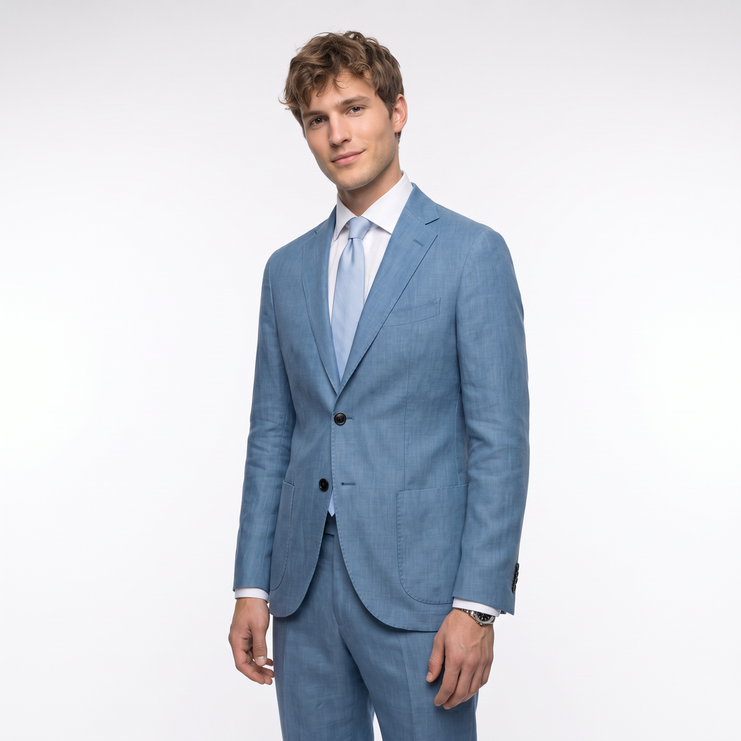 Menseventwear Formal 2 Pieces Mens Suit Flat Linen Notch Lapel Suits (Blazer + Pants)