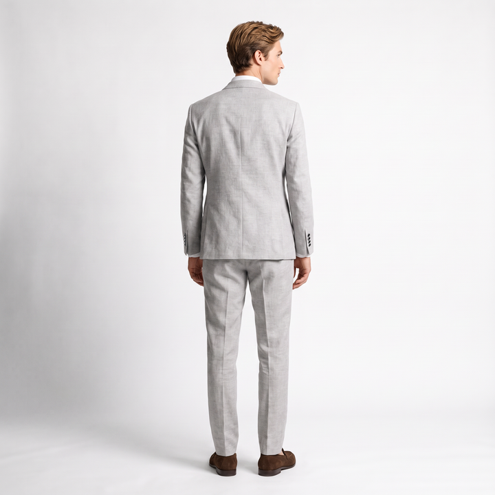 Menseventwear Formal 2 Pieces Mens Suits Flat Linen Notch Lapel Set (Blazer + Pants)