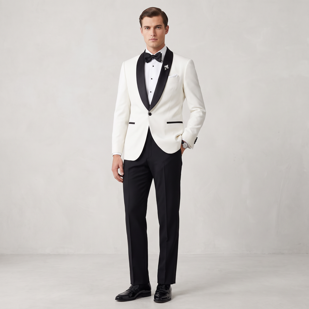 Menseventwear Fashion 2 Pieces Mens Suit Flat Shawl Lapel Tuxedos (Blazer+Pants)