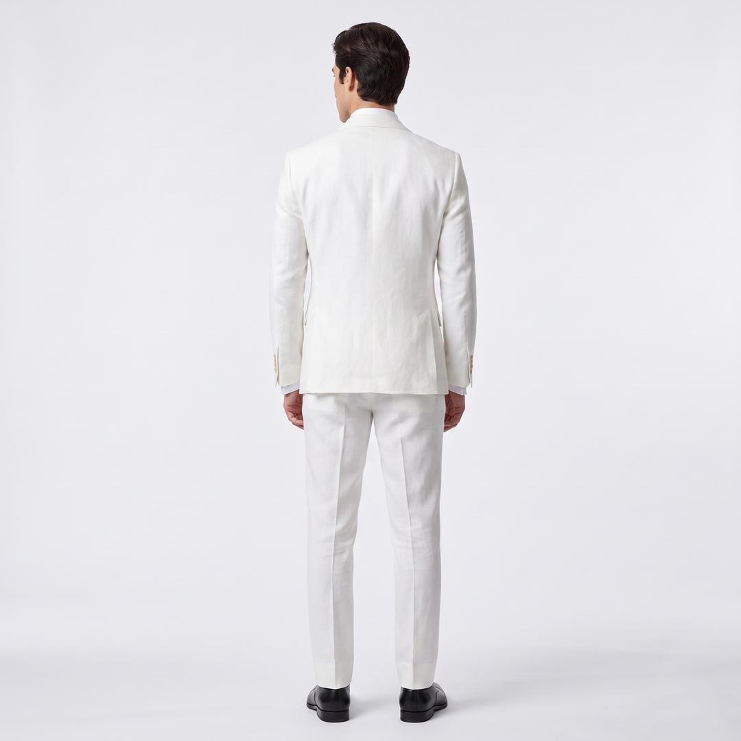 Menseventwear Casual 2 Pieces Mens Suit Flat Linen Notch Lapel Suit (Blazer + Pants)
