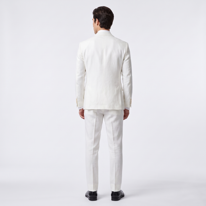 Menseventwear Casual 2 Pieces Mens Suit Flat Linen Notch Lapel Suit (Blazer + Pants)