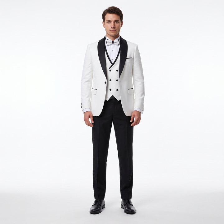 Menseventwear Formal 3 Pieces Mens Suit Flat Shawl Lapel Tuxedos For Party (Blazer+vest+Pants)