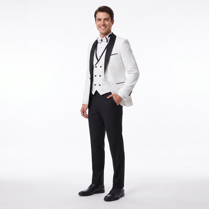 Menseventwear Formal 3 Pieces Mens Suit Flat Shawl Lapel Tuxedos For Party (Blazer+vest+Pants)