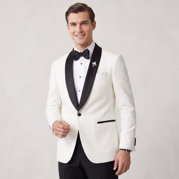 Menseventwear Fashion 2 Pieces Mens Suit Flat Shawl Lapel Tuxedos (Blazer+Pants)