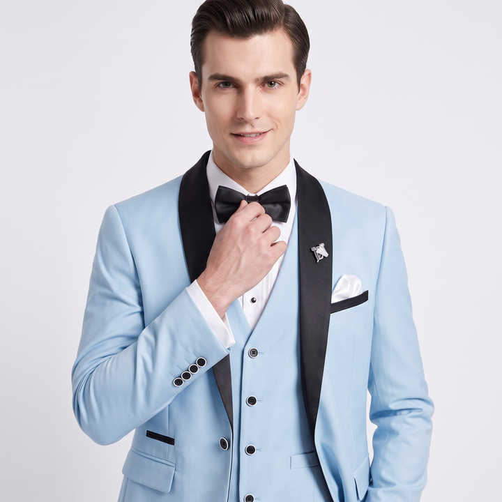 Menseventwear Fashion 3 Pieces Mens Suit Flat Shawl Lapel Suits (Blazer+vest+Pants)