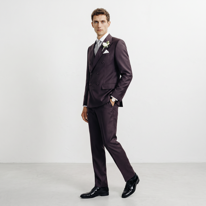 Menseventwear Formal 2 Pieces Mens Suit Flat Peak Lapel Suits For Wedding (Blazer+Pants)