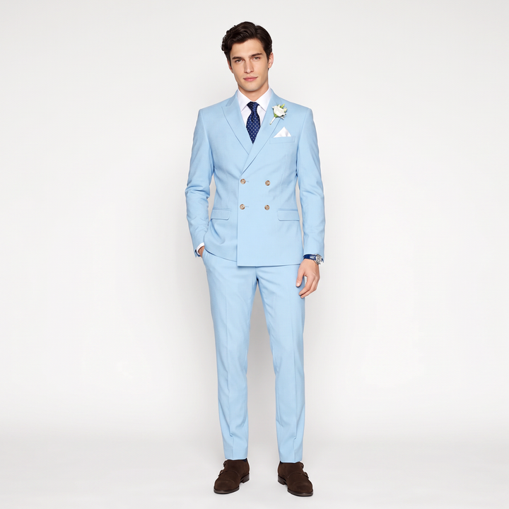 Menseventwear Formal 2 Pieces Mens Suit Flat Peak Lapel Suits For Wedding (Blazer+Pants)