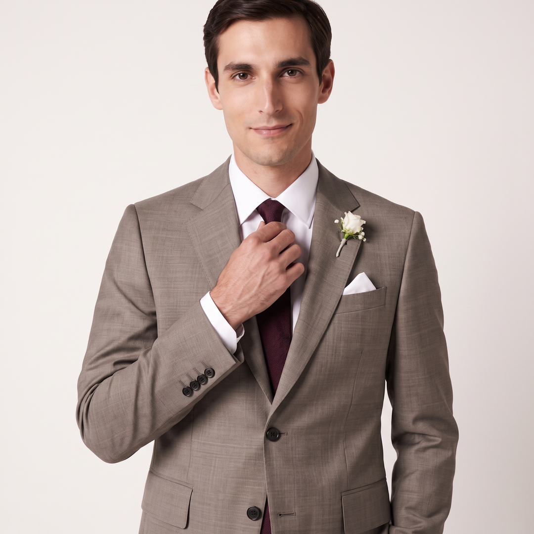 Menseventwear Formal 2 Pieces Mens Suit Flat Notch Lapel Suits For Wedding (Blazer+Pants)